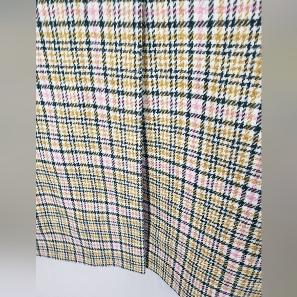 J.Crew Italian Wool Womens Green/Ivory Plaid Button Down Midi Length Coat Sz 2 - Picture 5 of 15